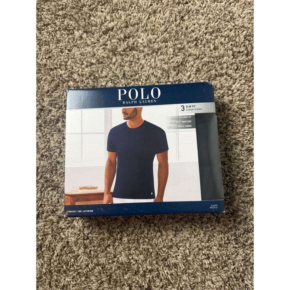 Polo Ralph Lauren Short Sleeve Shirt Men's XL Cotton Slim Fit Crewneck - 3 Pack